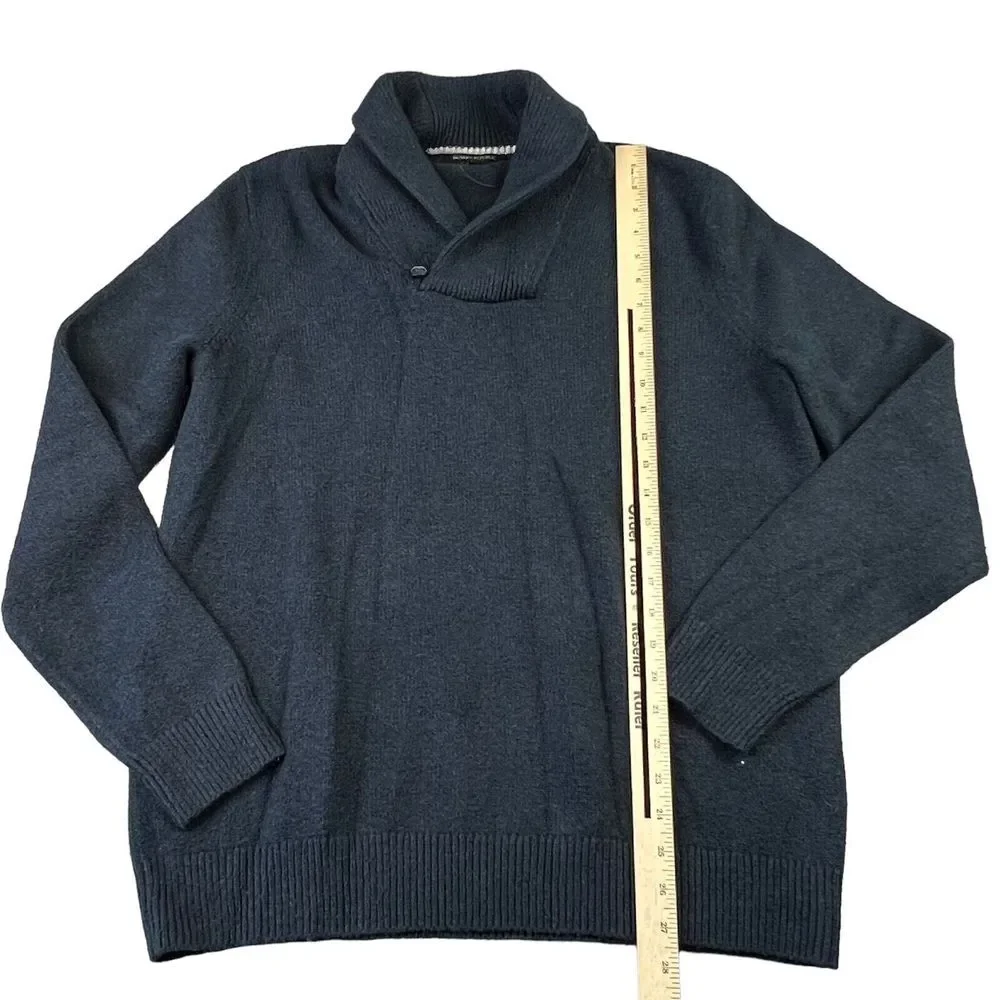 Banana Republic Sweater Mens Size Large Navy‎ Blue Shawl Collar Pullover Office - Picture 6 of 8